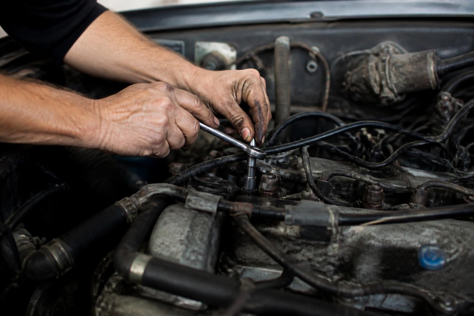 Mechanic working on an engine